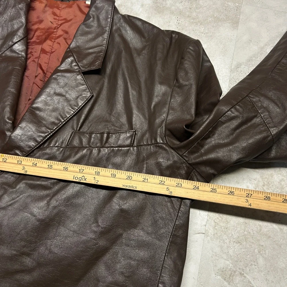 Clipper Mist By London Fog Genuine Leather Blazer Jacket Brown Mens Sz 46 Vtg
